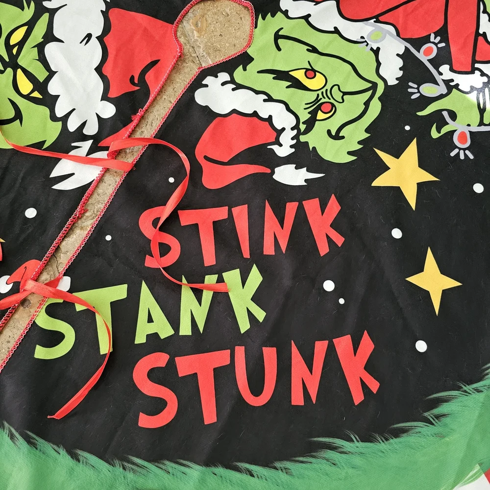 Whimsical Grinch Tree Skirt - Red, Green, Black